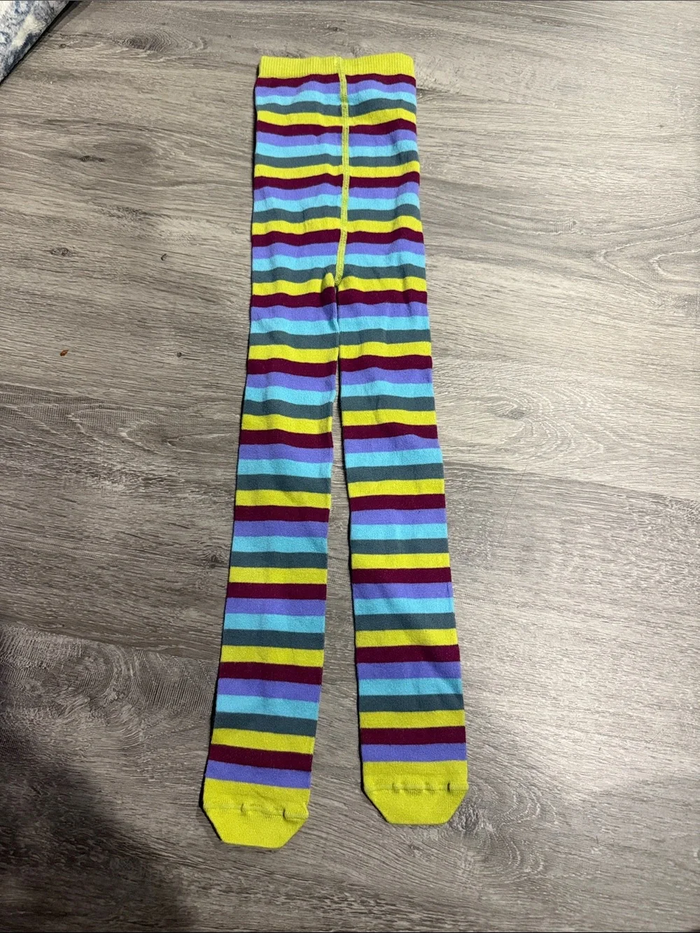 Matilda Jane Lime Green Striped Knee-Highs with Aqua, Purple and Maroon